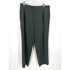 ZIGNONE *Flawed* Men's Super 100's Wool Forest Green Straight Leg Dress Pants 38